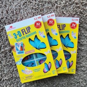 Valentine's Day 3 pack- 3D Flip Butterfly Valentines kiddie cards 32CT